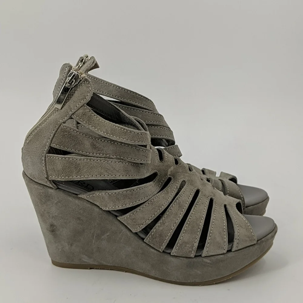 NWT CORDANI Suede Cage Wedge Sandals